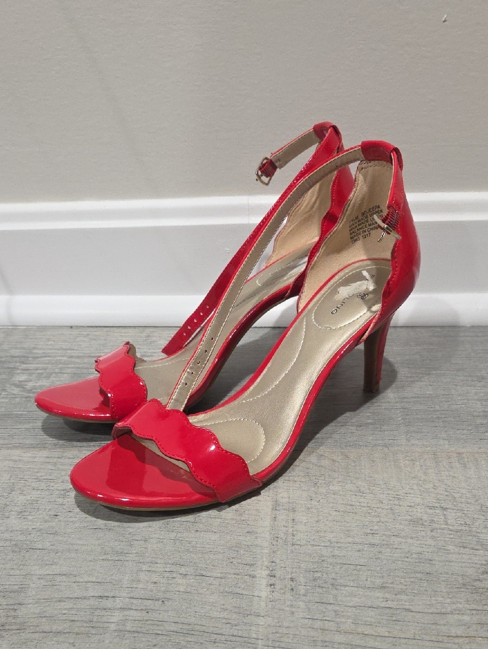 Bandolino Red Patent Scalloped Ankle-Strap Heels